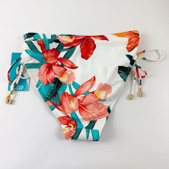 Coco Reef Bikini Bottom Womens Small Orange White Floral Side Tie Swim NWT - Picture 7 of 9